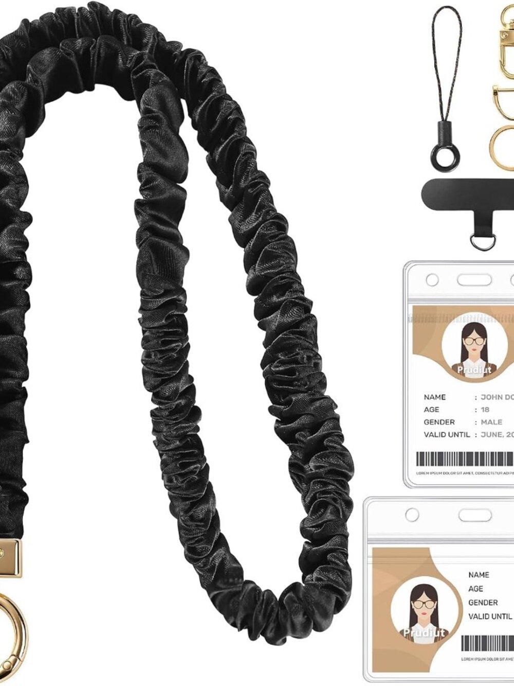 Scrunchie Lanyard with ID Holder Teacher Lanyards for Women